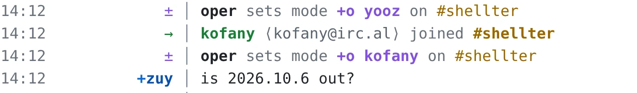 The same lines in the shellter-light theme.